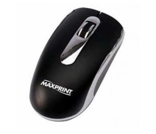 MOUSE USB OPTICO MINI RETRATIL PRETO/PRATA 606181 MAXPRINT